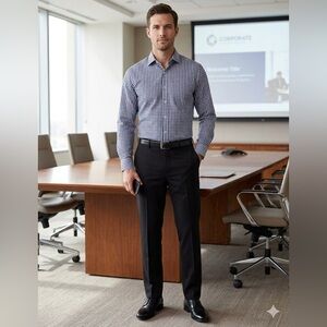 Nordstrom Navy and White Gingham Button-Down Shirt